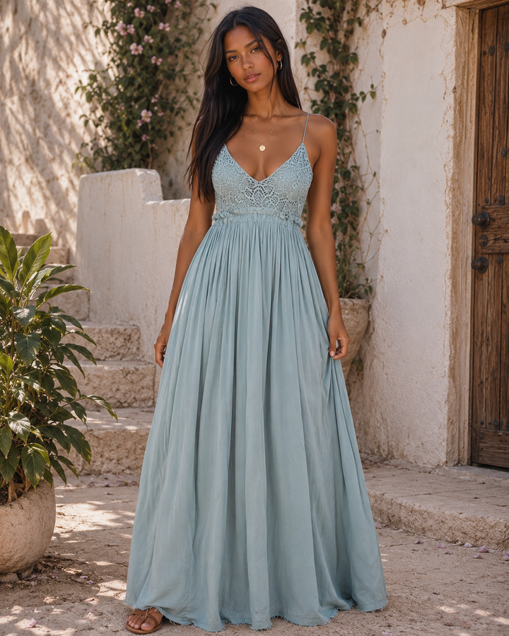 Open Back Crochet Maxi Dress in More Colors