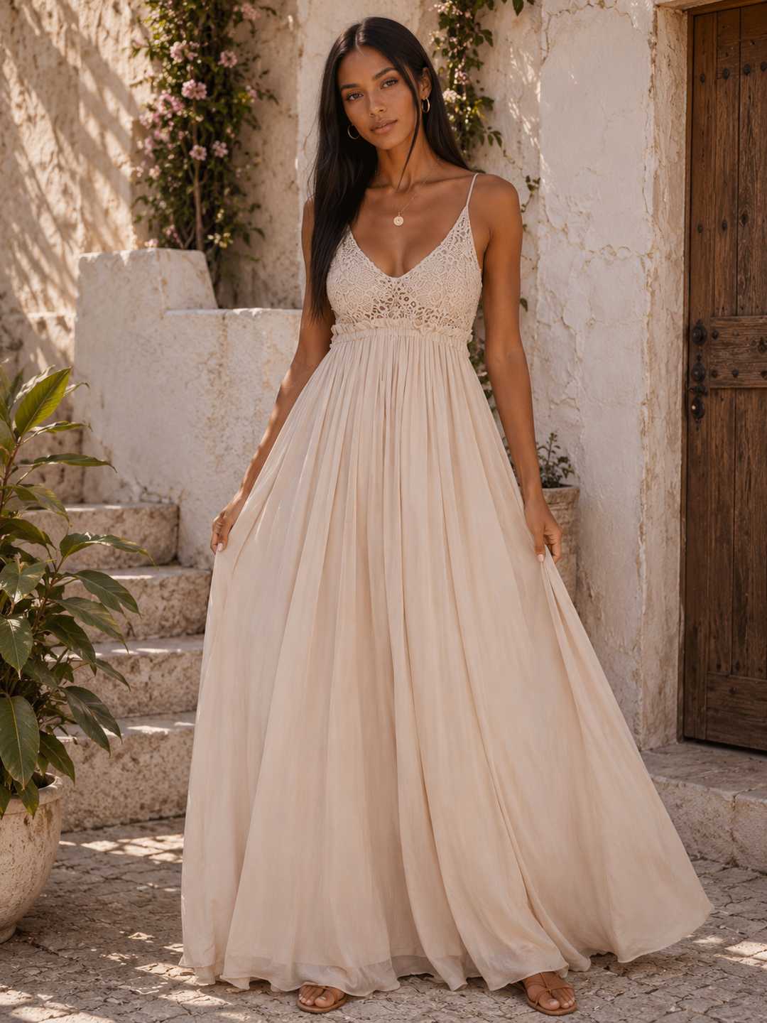 Open Back Crochet Maxi Dress in More Colors