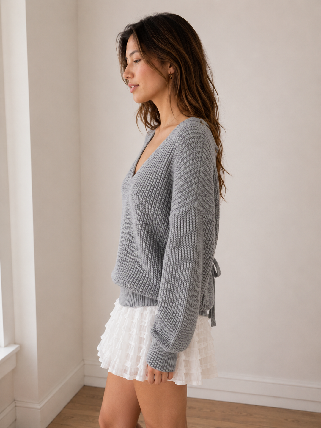 Own the Night Lace Up Back Knit Sweater in More Colors