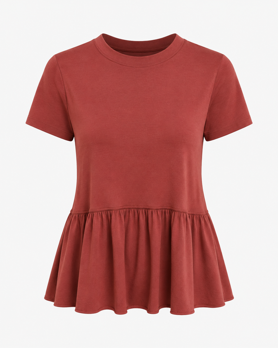 Peplum Crewneck Tee Shirt in More Colors
