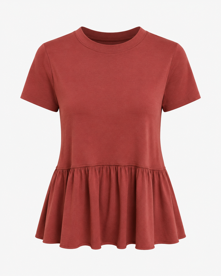 Peplum Crewneck Tee Shirt in More Colors