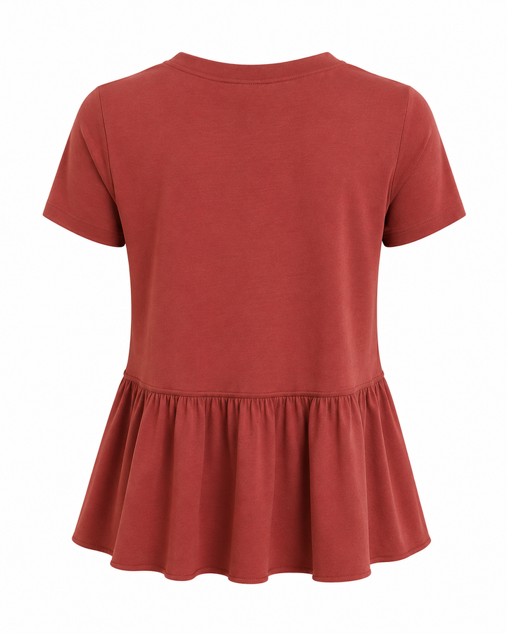 Peplum Crewneck Tee Shirt in More Colors