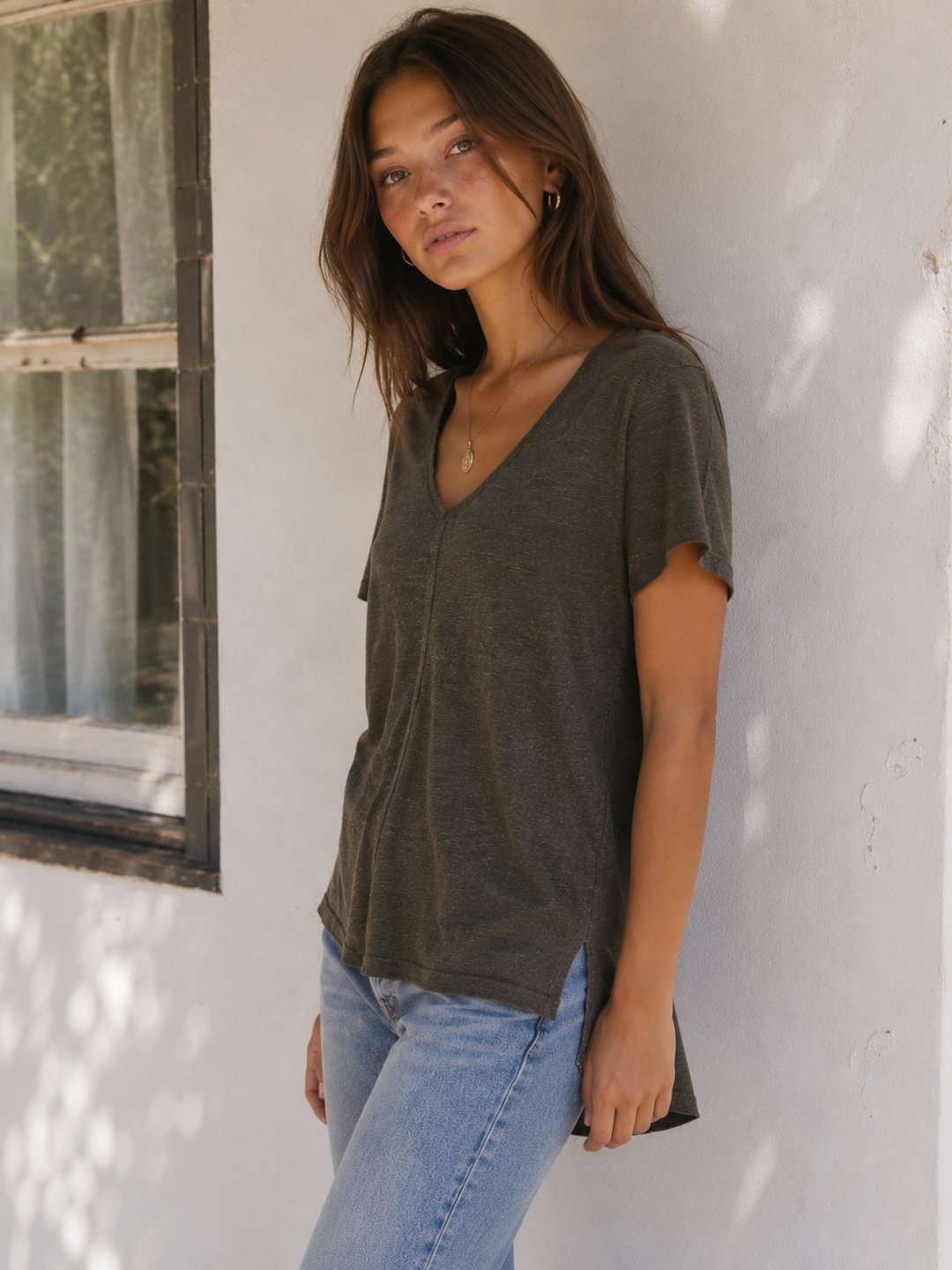 Project Social T - Wearever V-Neck Relaxed Tee – Army Green
