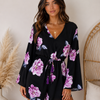 Reverse - Floral Print Black Surplice Romper