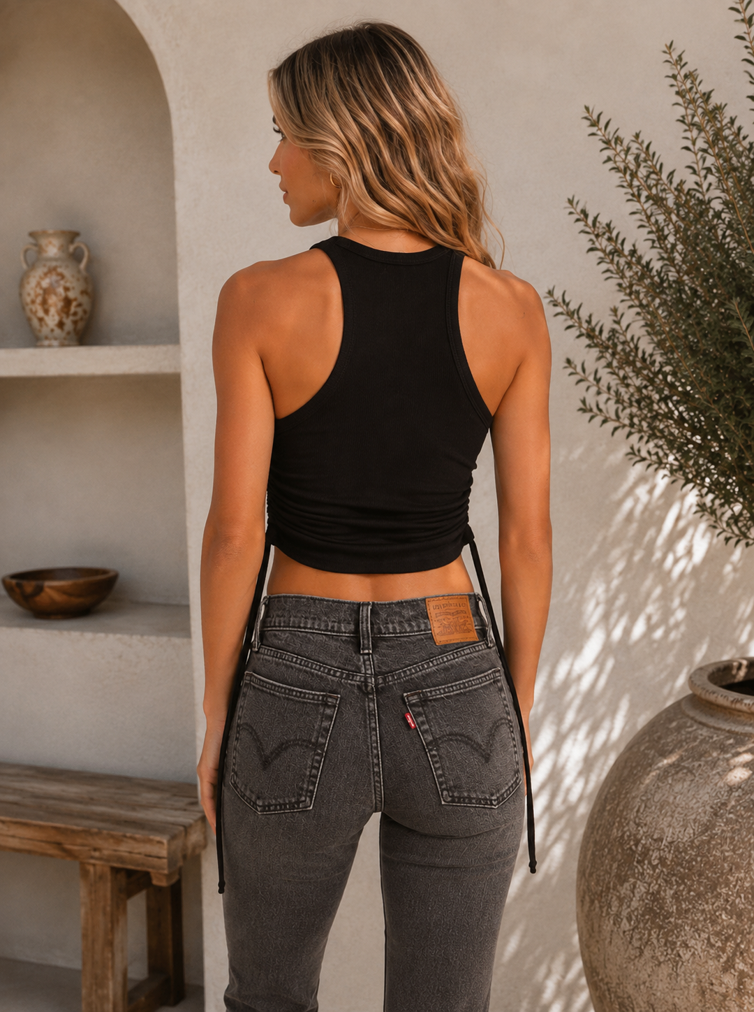 Rachel Ruched Drawstring Cropped Tank in More Colors