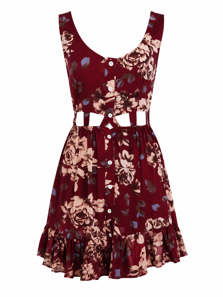 Reverse - Long Weekend Autumn Floral Dress in Burgundy