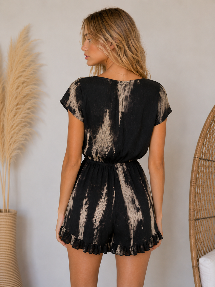 Reverse - Tie Dye Romper in Black