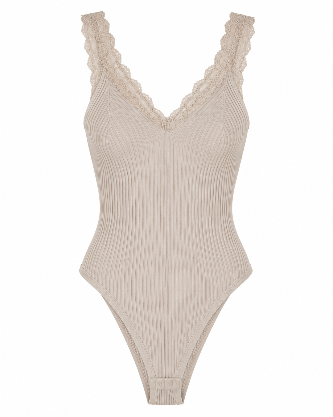 Ribbed Lace Trim Bodysuit in More Colors