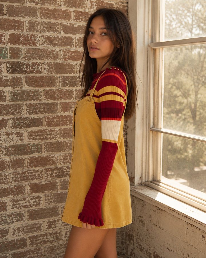 Somedays Lovin - Rising Sun Butter Corduroy Button Front Pinafore Mini Dress