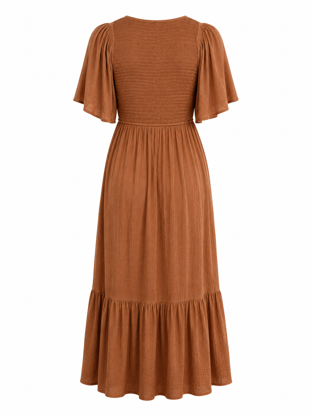 Sienna Sunset Smocked Maxi Dress in Copper