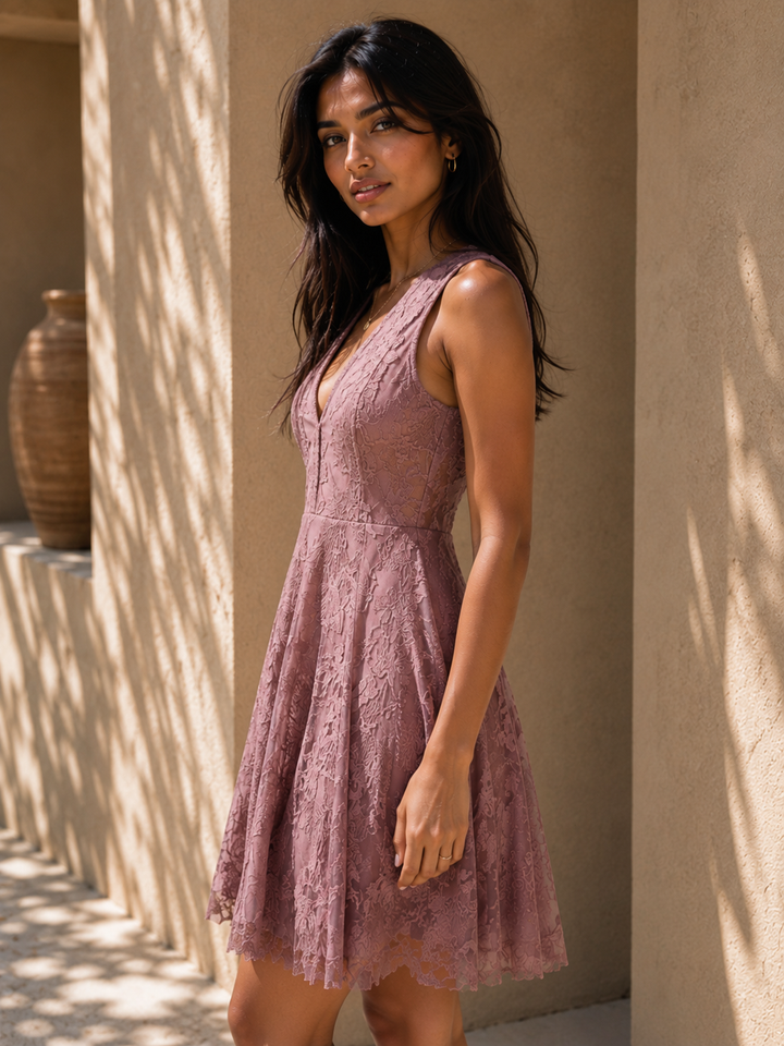 So Baroque About You Romantic Sleeveless Lace Mini Dress