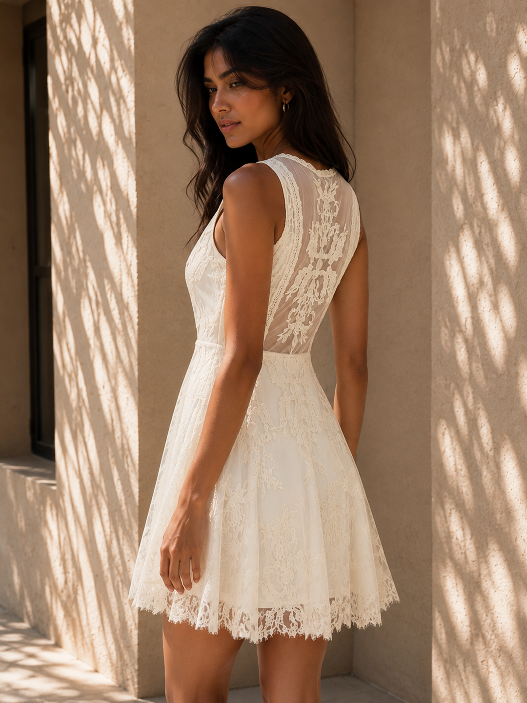 So Baroque About You Romantic Sleeveless Lace Mini Dress