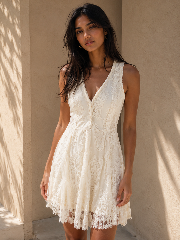 So Baroque About You Romantic Sleeveless Lace Mini Dress
