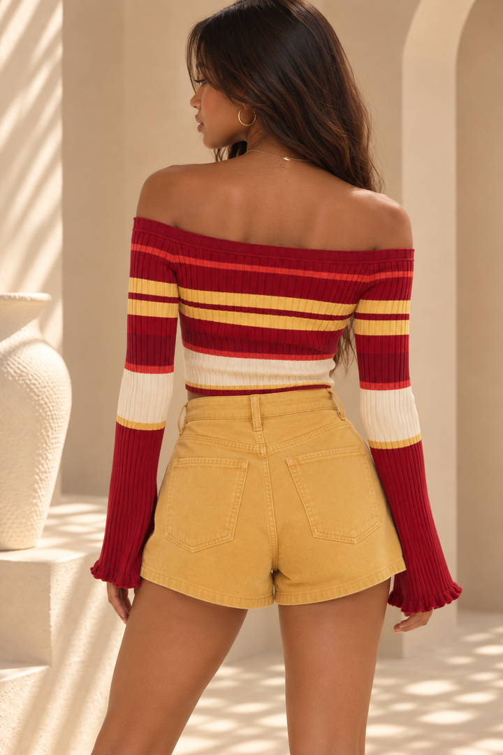 Somedays Lovin - Even Closer Knitted Stripe Off-The-Shoulder Top - Multi