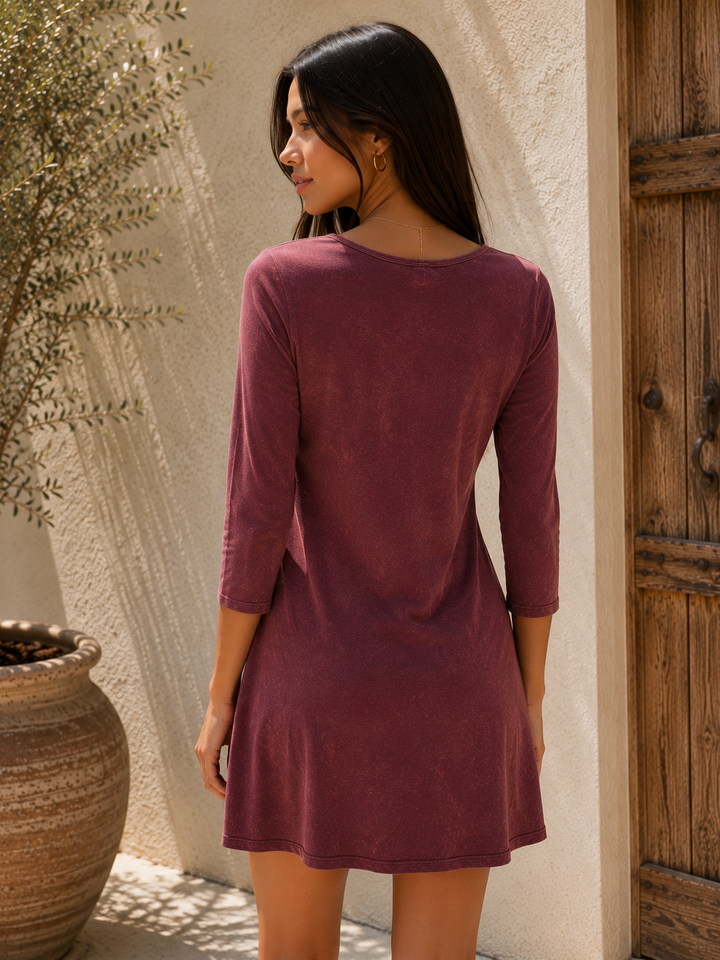 Vintage Acid Wash Quarter Sleeve Tunic