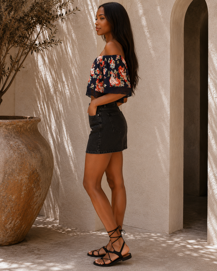 Run This Town Front Zip Denim Mini Skirt – Washed Black