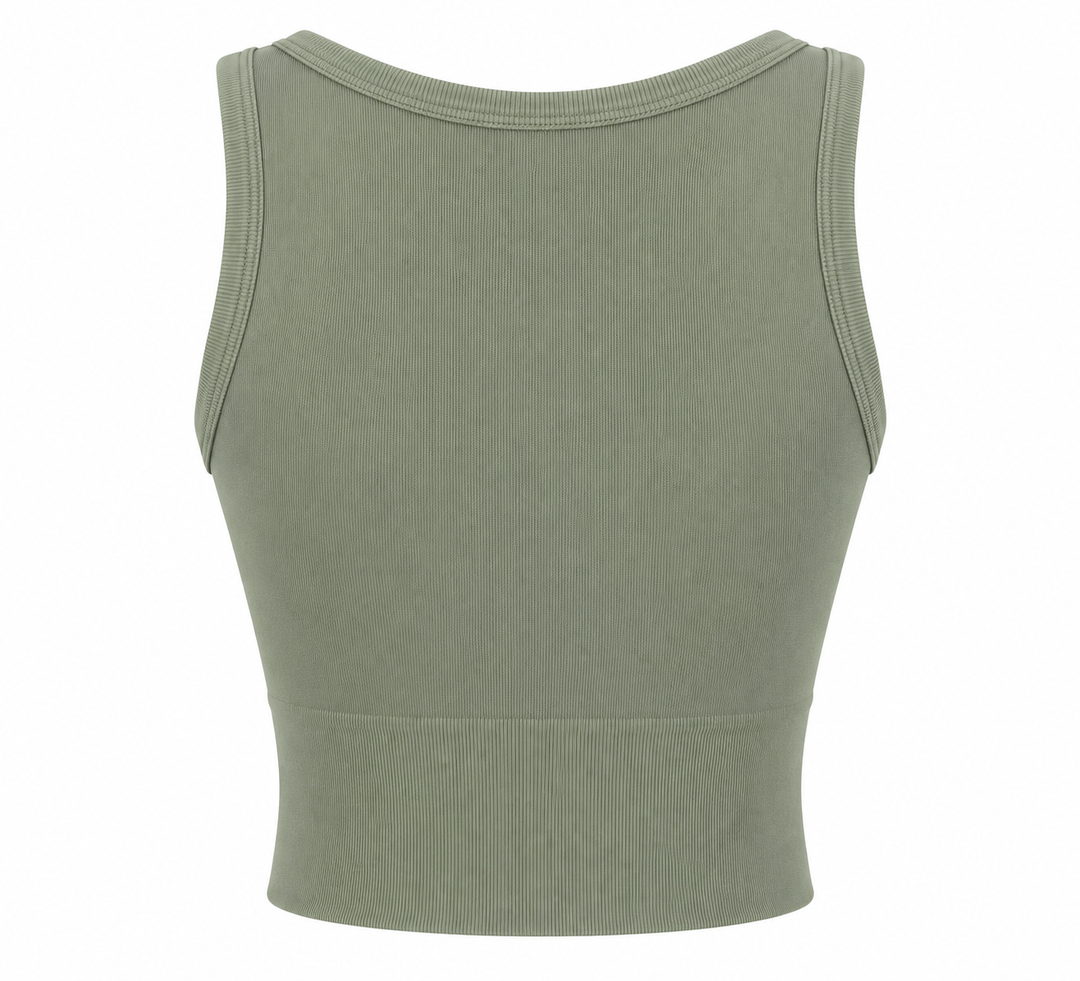 Deep Scoop Neck Crop Top in Basil Green