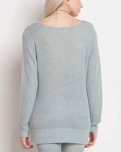 Final Sale - Dreamers - Lightweight Knot Front Pullover in Blue
