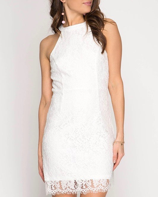 Sleeveless Lace Fitted Bodycon Mini Dress in More Colors