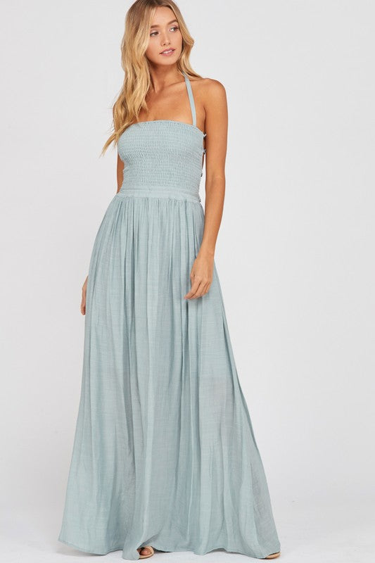 On Cloud 9 Halter Tube Smocked Maxi Dress - More Colors