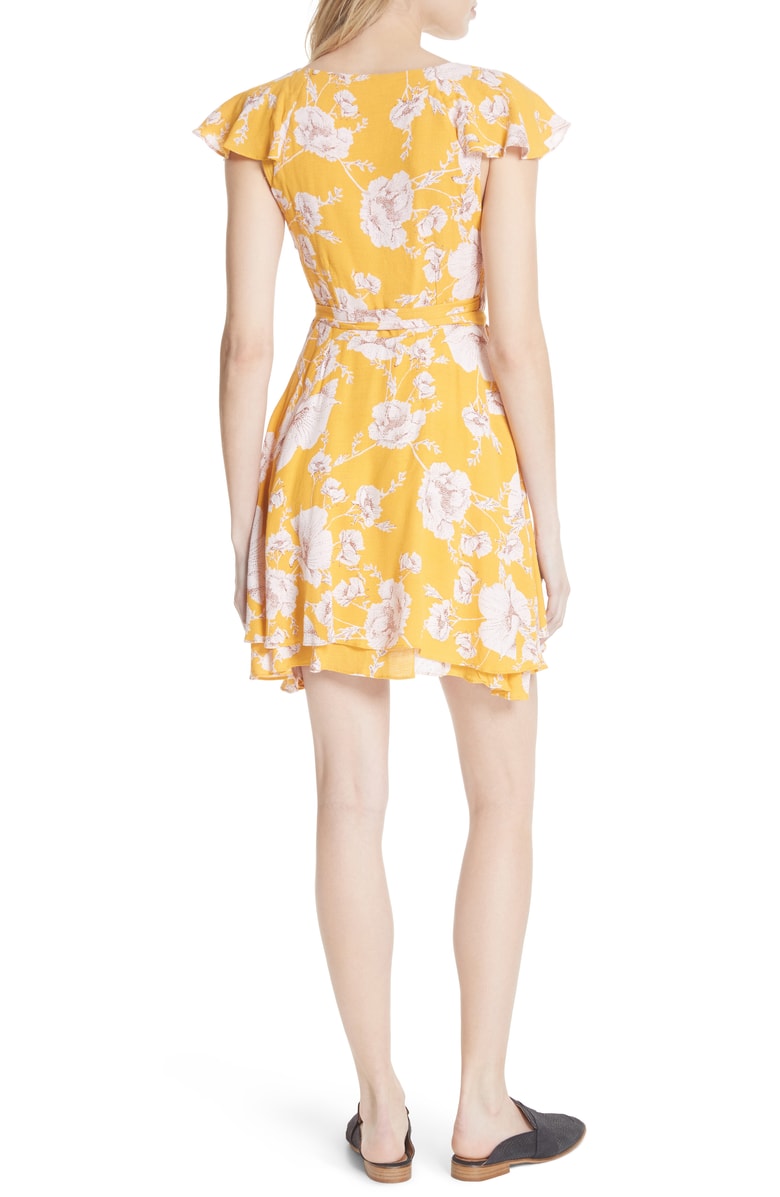 Free People - French Quarter Floral Mini Wrap Dress in Yellow