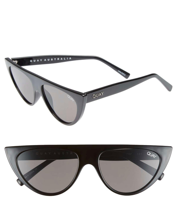 Quay Australia x Sofia Richie - Run Away 56mm Shield Sunglasses in Black/Smoke