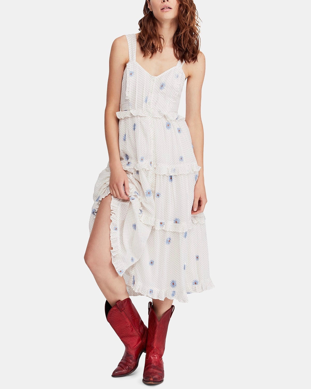 Free People Daisy Chain Button Up Midi Dress in White / Ecru Combo Shop Hearts Free People Daisy Chain Button Up Midi Dress in White / Ecru Combo Shop Hearts