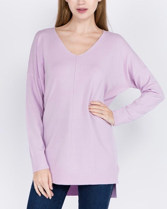 Dreamers - Front Seam V-Neck Sweater in More Colors