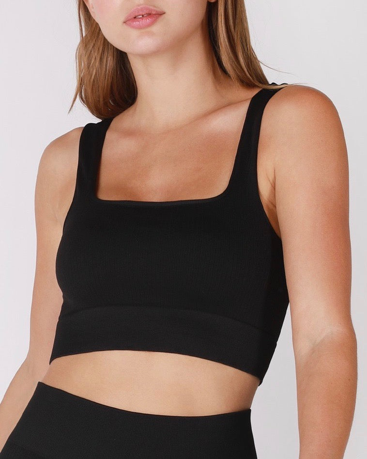 Reya Ribbed Square Neck Crop Top in More Colors