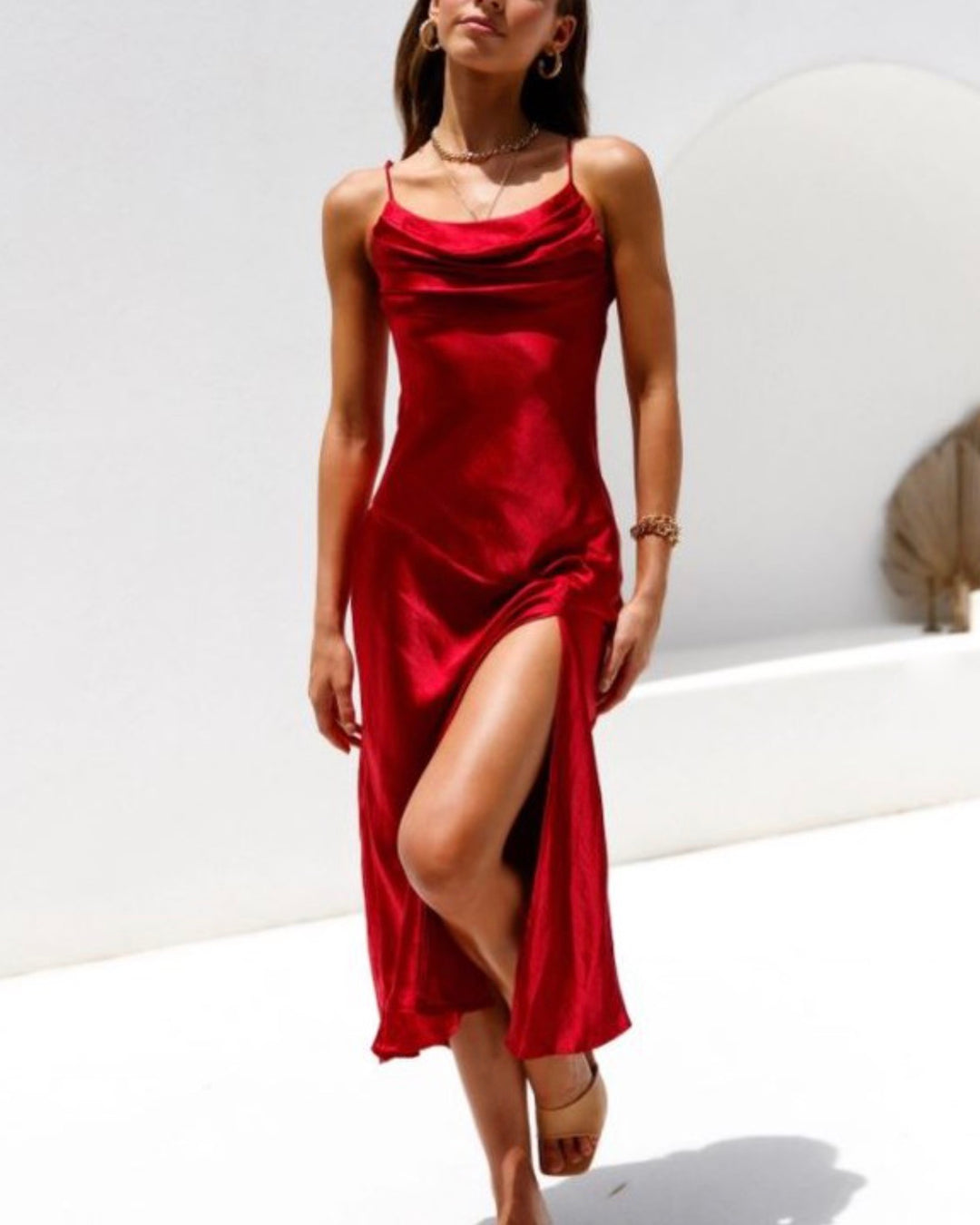 Sofia Satin Midi Dress in Wine – Shop Hearts