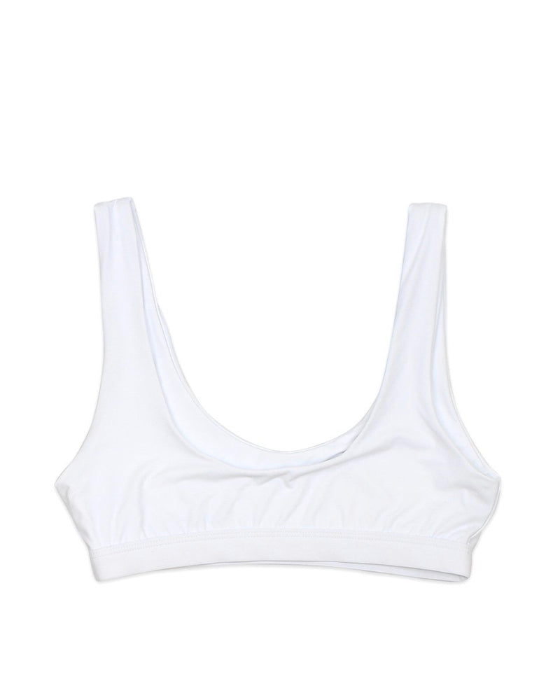 Dippin' Daisy's - Kylie Sporty Swim Top + Banded High Waist High Cut Cheeky Bottom in White