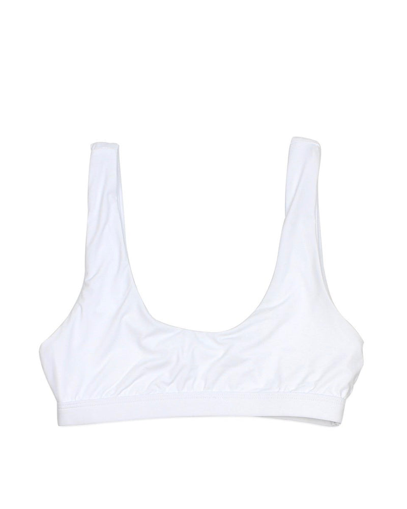 Dippin' Daisy's - Kylie Sporty Swim Top + Banded High Waist High Cut Cheeky Bottom in White