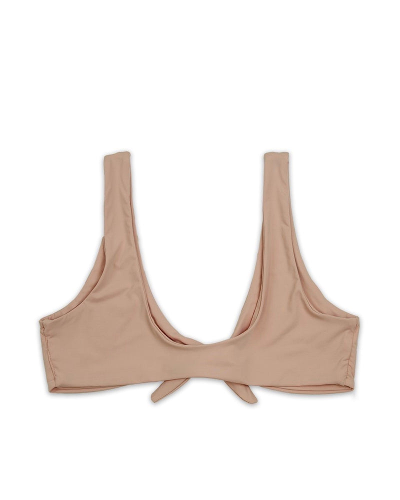 Kylie Front Tie Knot Seamless Bikini Top in Cameo Pink