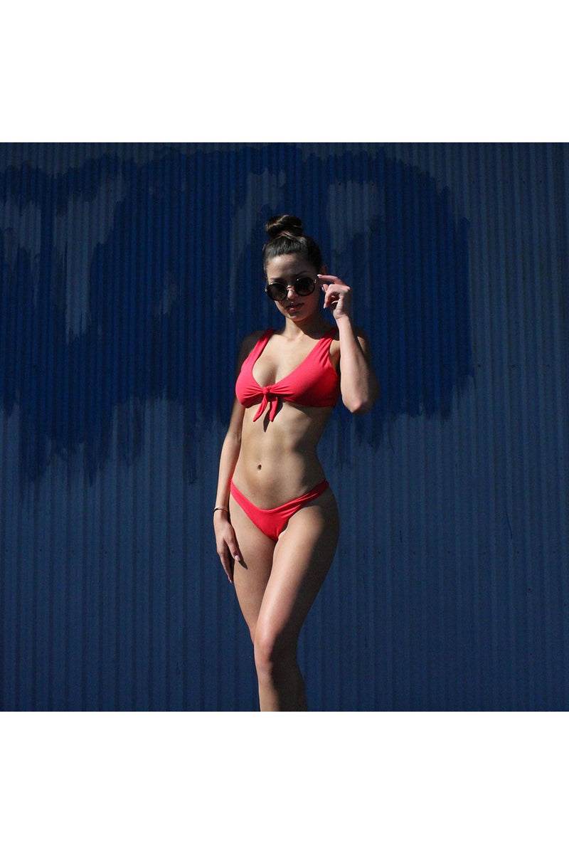 Final Sale - Kim Seamless Thong Bikini Bottom in Cherry Red