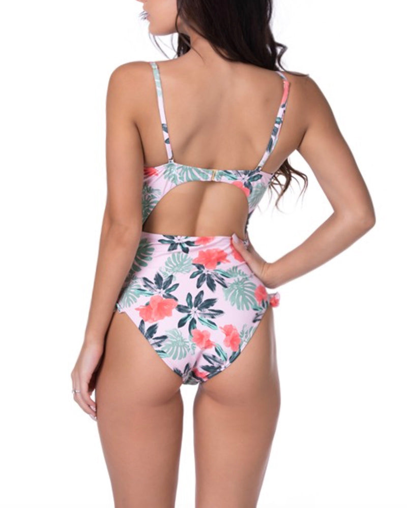 Tropical Fusion Floral One Piece Swimsuit in Pink