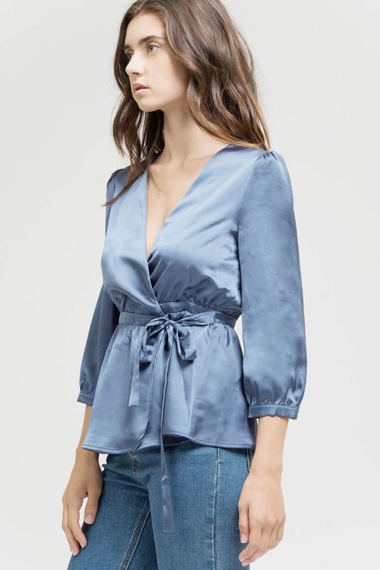 Satin Dream Top in French Blue