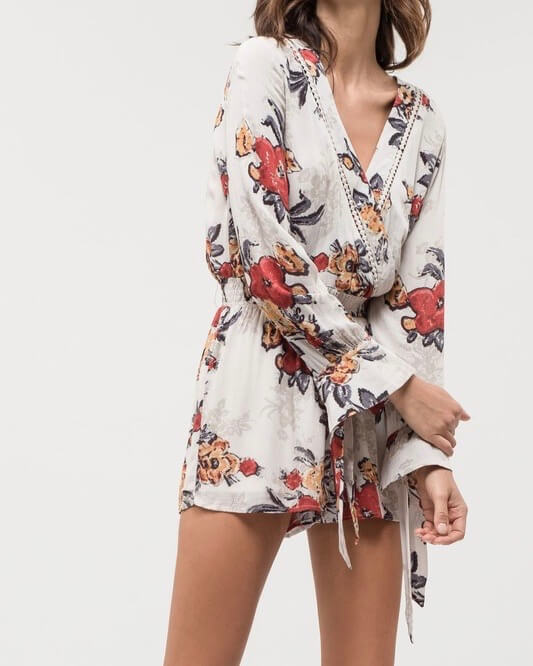Final Sale - Blu Pepper - Without You - Floral Romper - Taupe