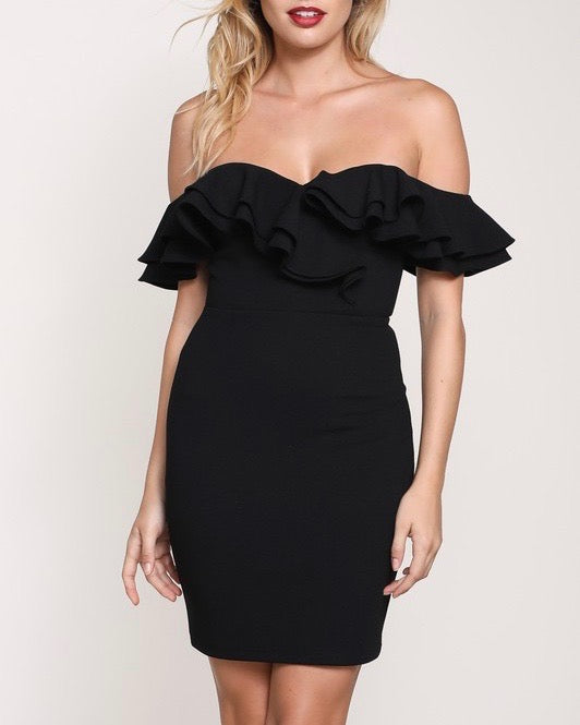Ruffle Off the Shoulder Bodycon Dress in More Colors