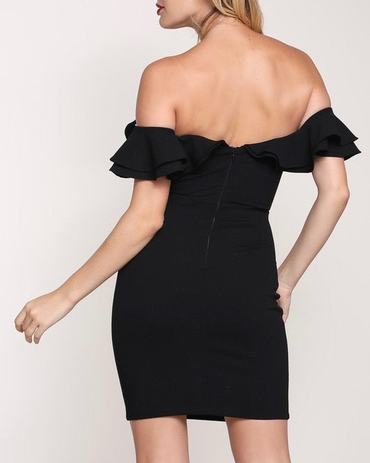 Ruffle Off the Shoulder Bodycon Dress in More Colors