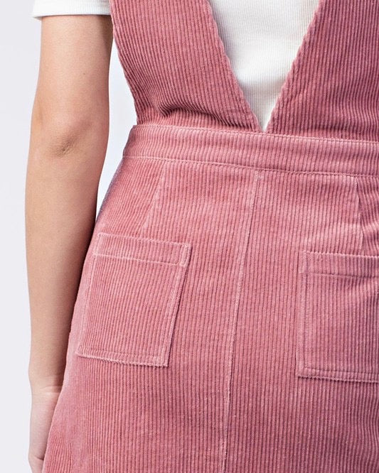 Final Sale - Honey Belle - Overall Corduroy Dress in Pink