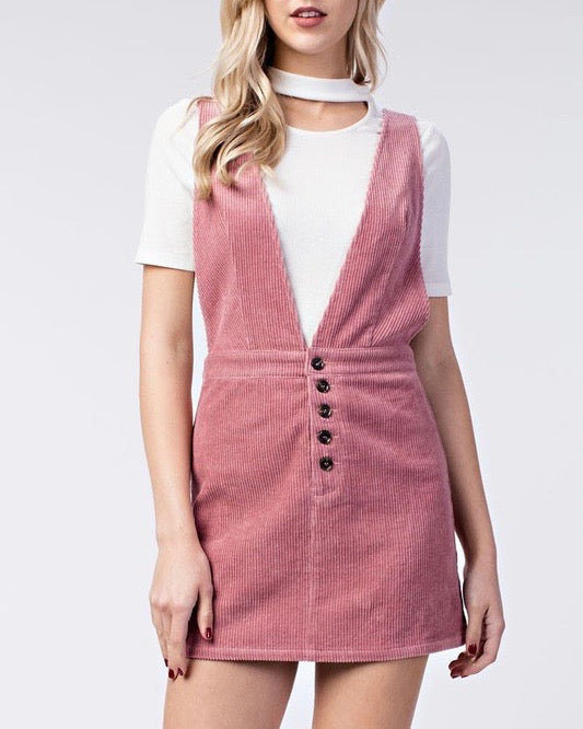 pink corduroy overall dress Agnes Orinda Women's Plus Size Corduroy Pinafore Short Dress Overall Dresses Suspender Skirt with Pocket 2X Hot Pink, Size: 2XL, Brown