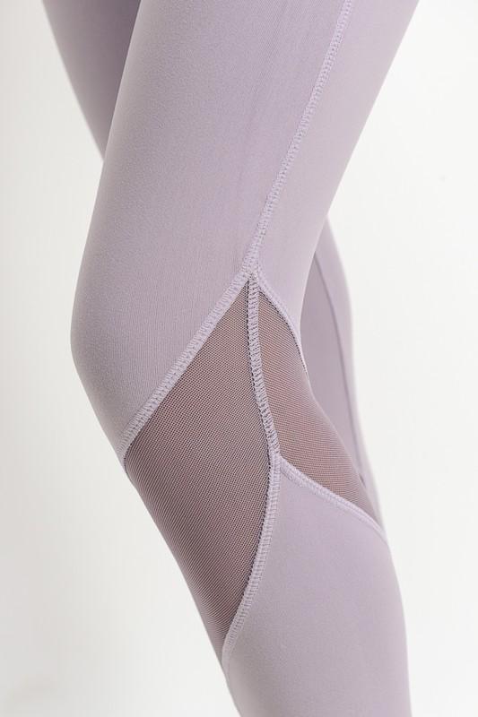 Final Sale - Active Hearts - Wave Mesh High Waist Sports Leggings in Lavender