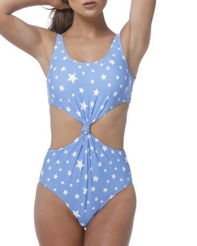 Seeing Stars - Front Knot One Piece Bikini - Blue