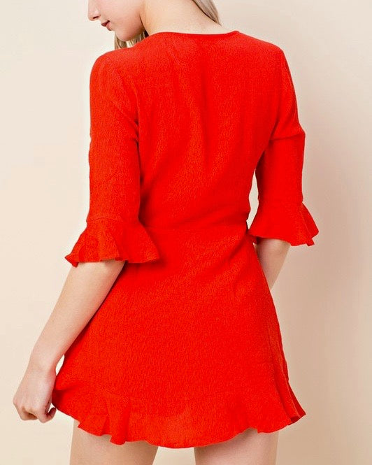Final Sale - Honey Belle - The Only One Wrap Mini Dress - Red