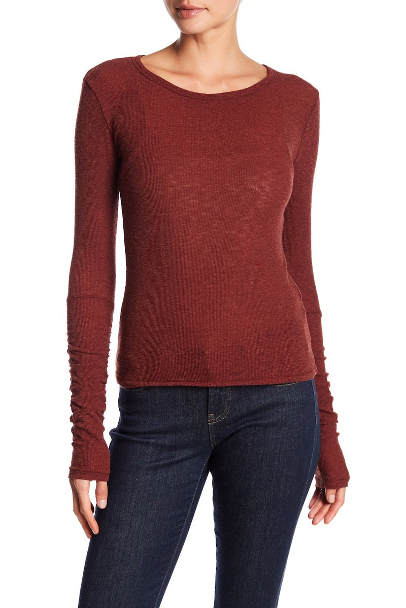 Free People Boundary Long Sleeve Layering Tee - chestnut – Shop Hearts