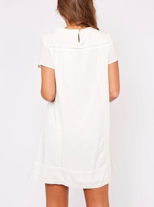 Make Up To Break Up Floral Embroidered Shift Dress in Ivory