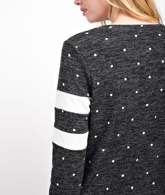 Final Sale - Another Day Polka Dot Knit Top - Charcoal