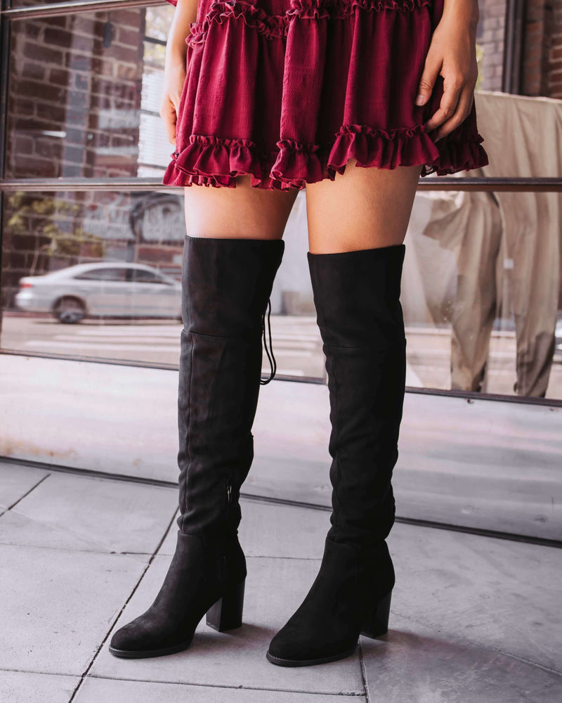 Aspire Lace-Up Over The Knee Boot - Black