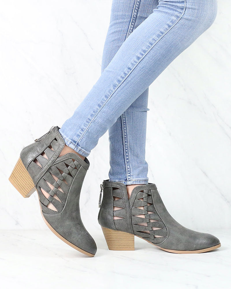 Alesso Chunky Stacked Heel Cut Out Bootie in More Colors