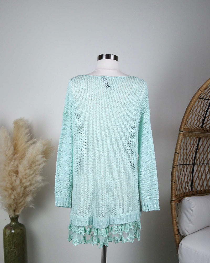 All Eyes On Me Lace Trim Sweater Tunic In More Colors